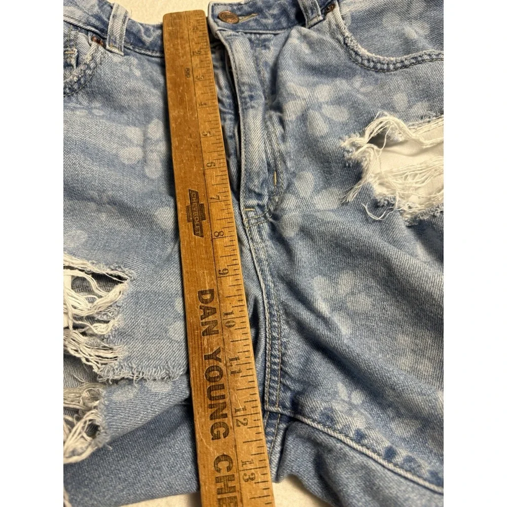 American Eagle Womens Highest Rise Baggy Denim Jean Shorts Sz 12 Blue Distressed